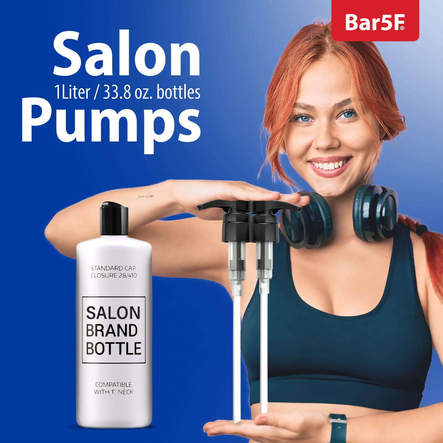 Bar5F Pump for 33.8-Oz Shampoo and Conditioner Liter Bottles (Fits 1