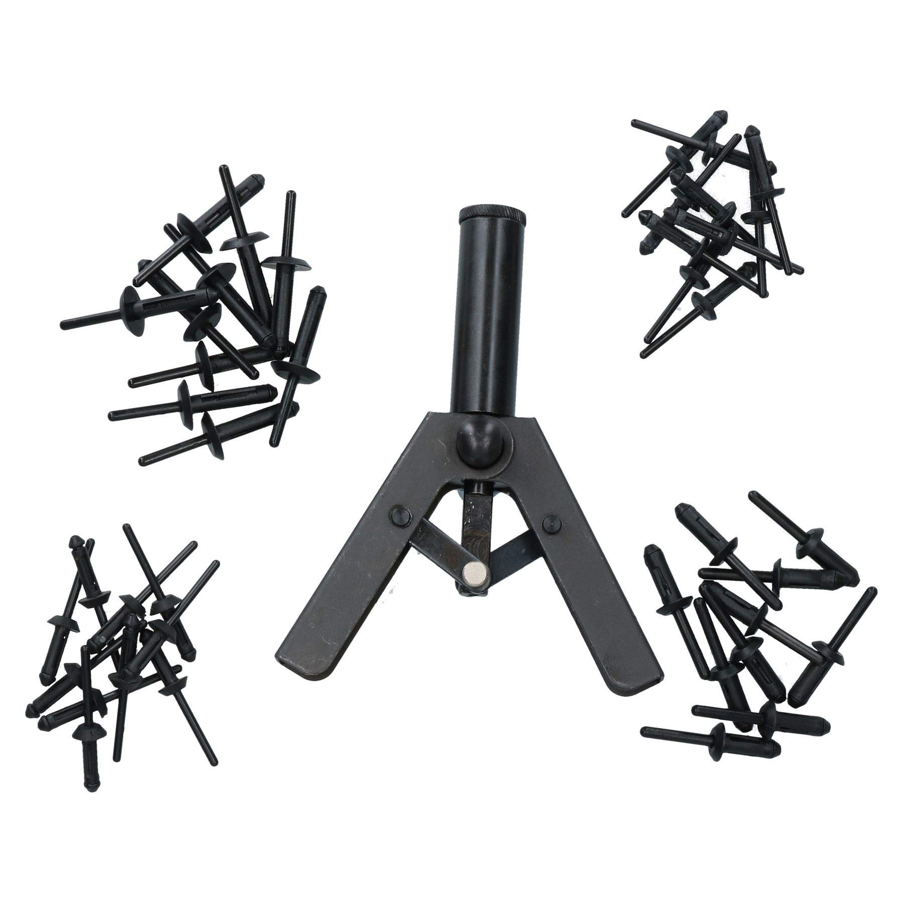 AB Tools Plastic Pop Pot Riveter Rivet Fastener Gun for Car Trims Carpets Seats 40 Rivets