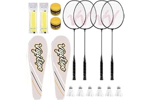 VIGVITSPO Racket Set with Shuttlecocks,Hand Glue & Carry Bag | Professional-Grade Badminton Racket Set | Lightweight Design & Non-Slip Grip
