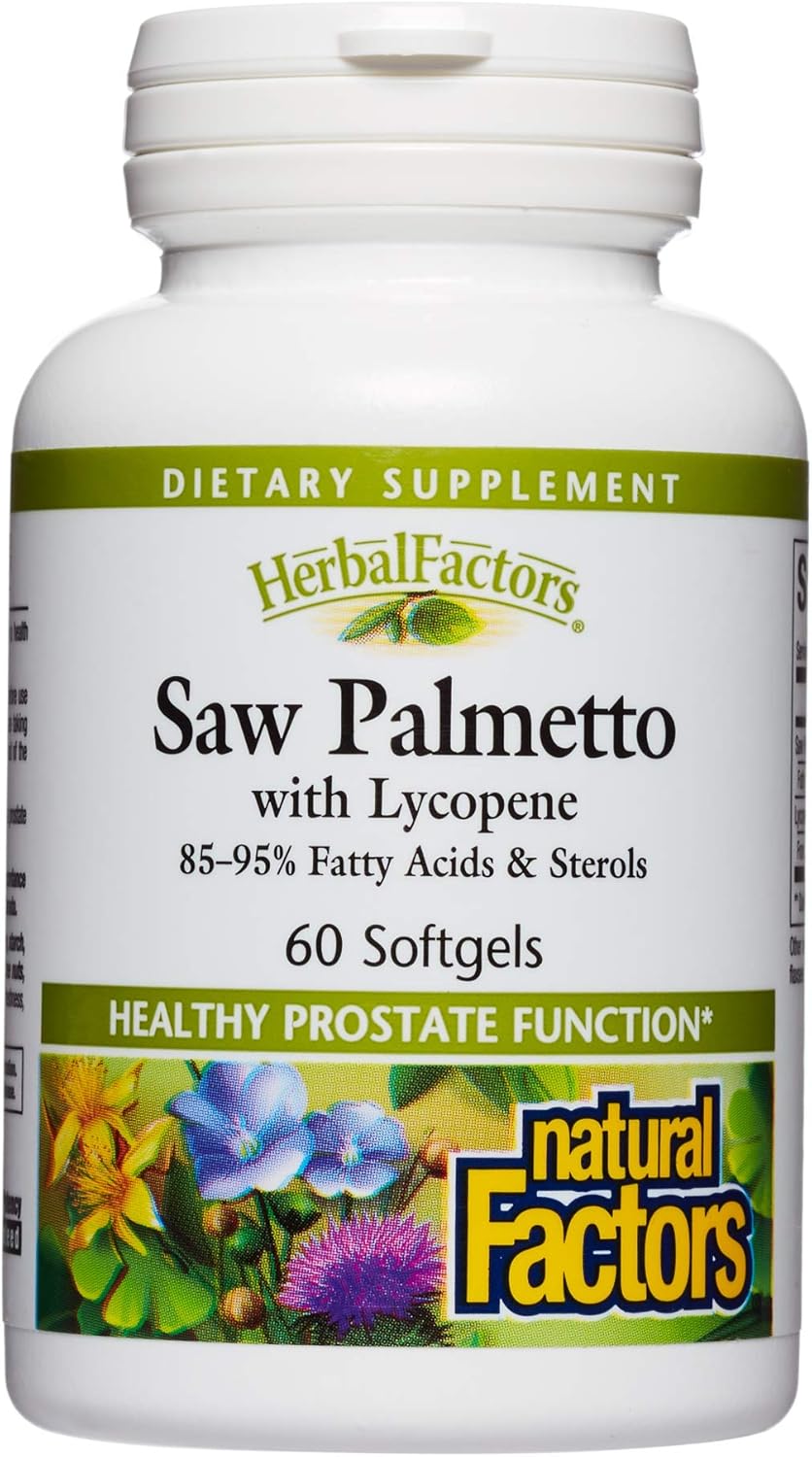 HerbalFactors by Natural Factors, Saw Palmetto, Supports Healthy Prostate Function with Lycopene, 60 softgels (60 servings): Health & Personal Care