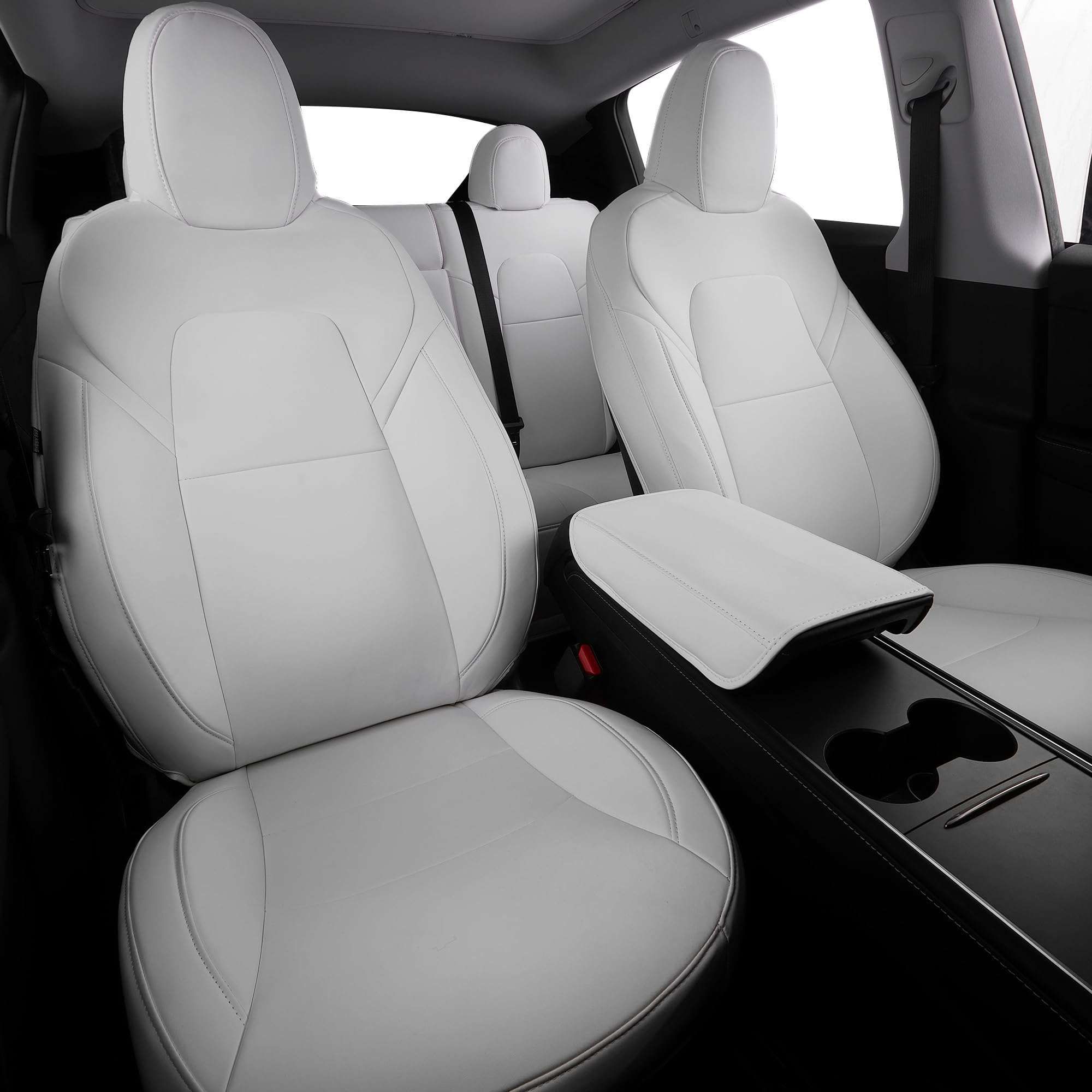 Photo 1 of  2pc** FREESOO Tesla Model Y Seat Cover 2020 2021 2022 2023 2024 Car Seat Cover Full Set White