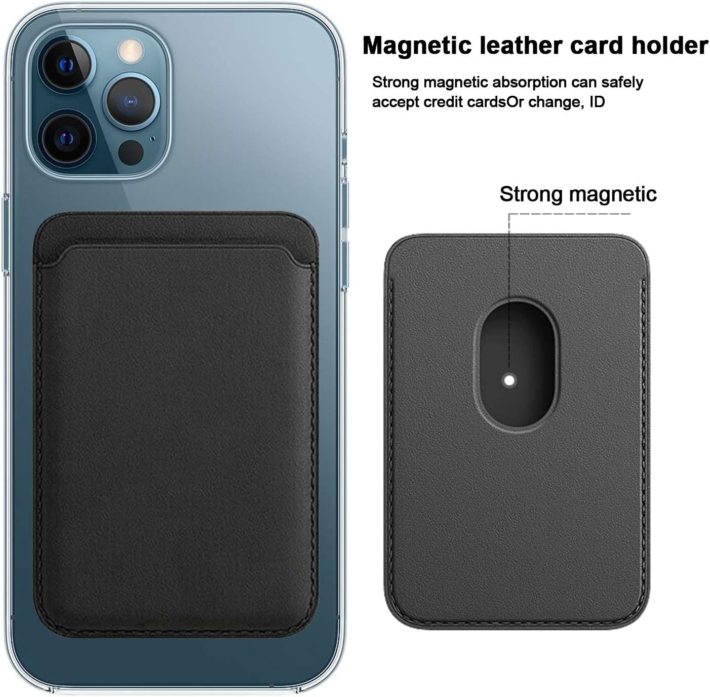 Amazon Com New Case Compatible With Iphone 12 12 Pro 12 Pro Max Mag Safe Leather Wallet Card Holder Magnetic Clear Phone Case Cover Iphone 12 12 Pro 6 1 Clear Black