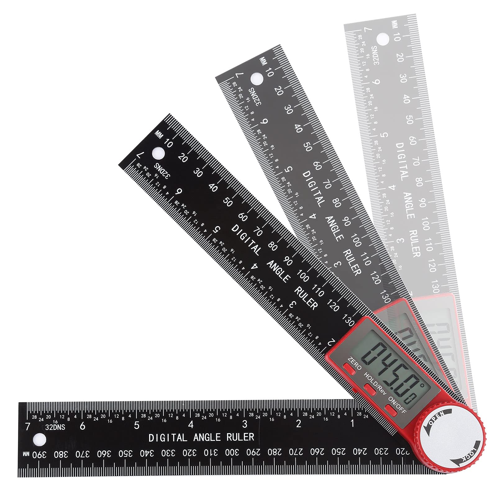 Digital Angle Finder Ruler, 7 Inch/200mm Protractor Angle Measure Tool 360° Inclinometer Goniometer with LCD Display for Woodworking Construction Repairing (Red)