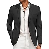 COOFANDY Men's Casual Linen Blazer Jacket Cotton Linen Sport Coats Two Button Suit Jackets Black