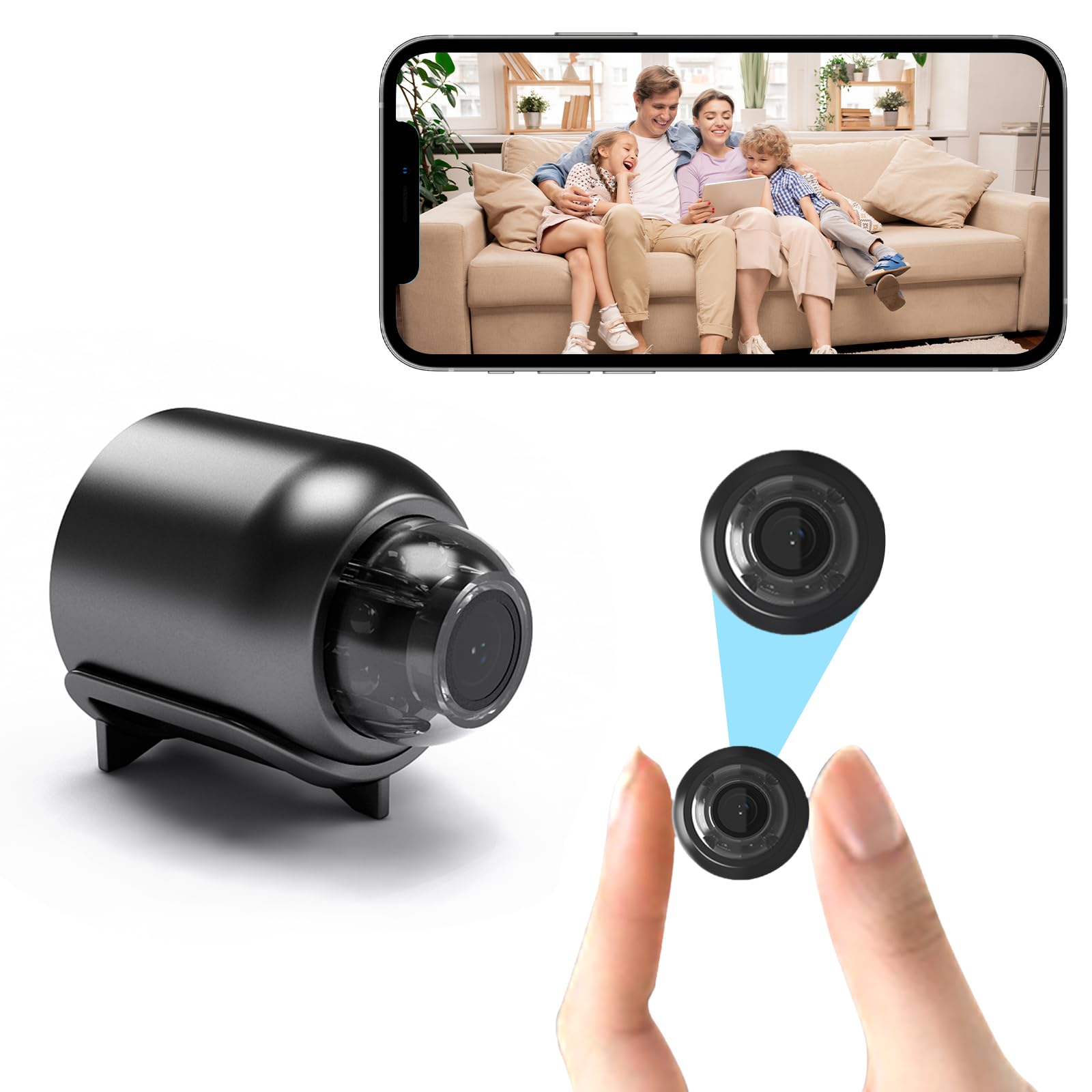 Spy Camera, Mini Spy Camera Wireless, 1080P HD WiFi Wireless Camera with Audio and Video, Small Nanny Cam for Home Security Surveillance Camera with Night Vision, Motion Detection IndoorOutdoor