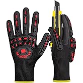 KAYGO Impact Resistant Work Gloves, Ansi A3 Cut Resistant Impact Work Gloves with HPPE Liner, Nitrile Coating KG30N TPR
