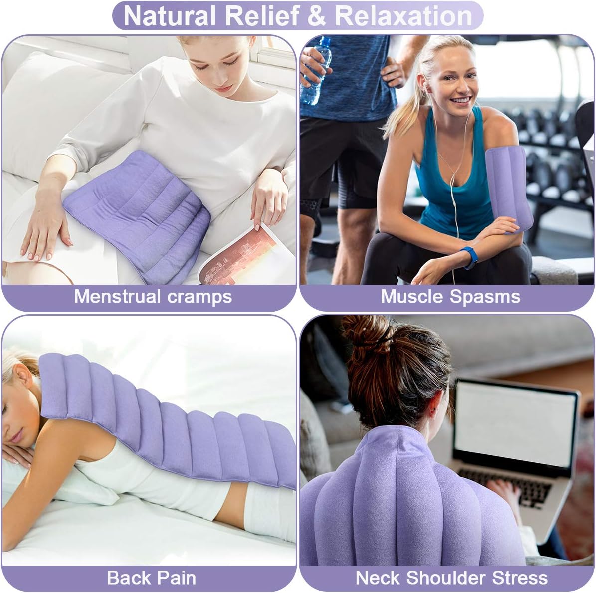 REVIX Extra Large Microwavable Heating Pad for Back Pain Microwave Heat Wrap for Stomach Cramps, Shoulder and Neck Moist Hot or Cold Therapy: Health & Personal Care