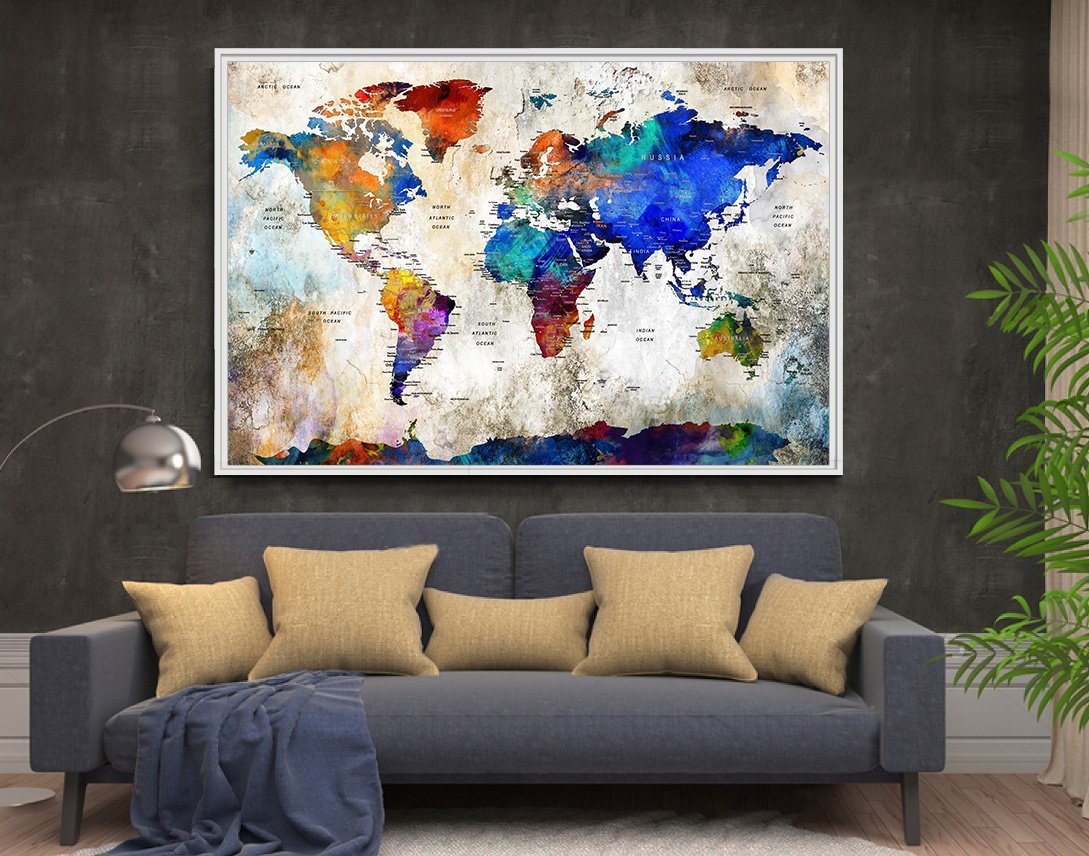 Amazon.com: Extra Large Wall Art Push pin world travel map, Push pin