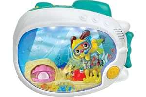 winfun 3-in-1 Soothing Seas Nightlight with Music Box Projector, and Soft Glowing Light - Calming Lullabies and Under-The-Sea Theme for Babies Attachable to Crib or Tabletop, Unisex Baby Gift
