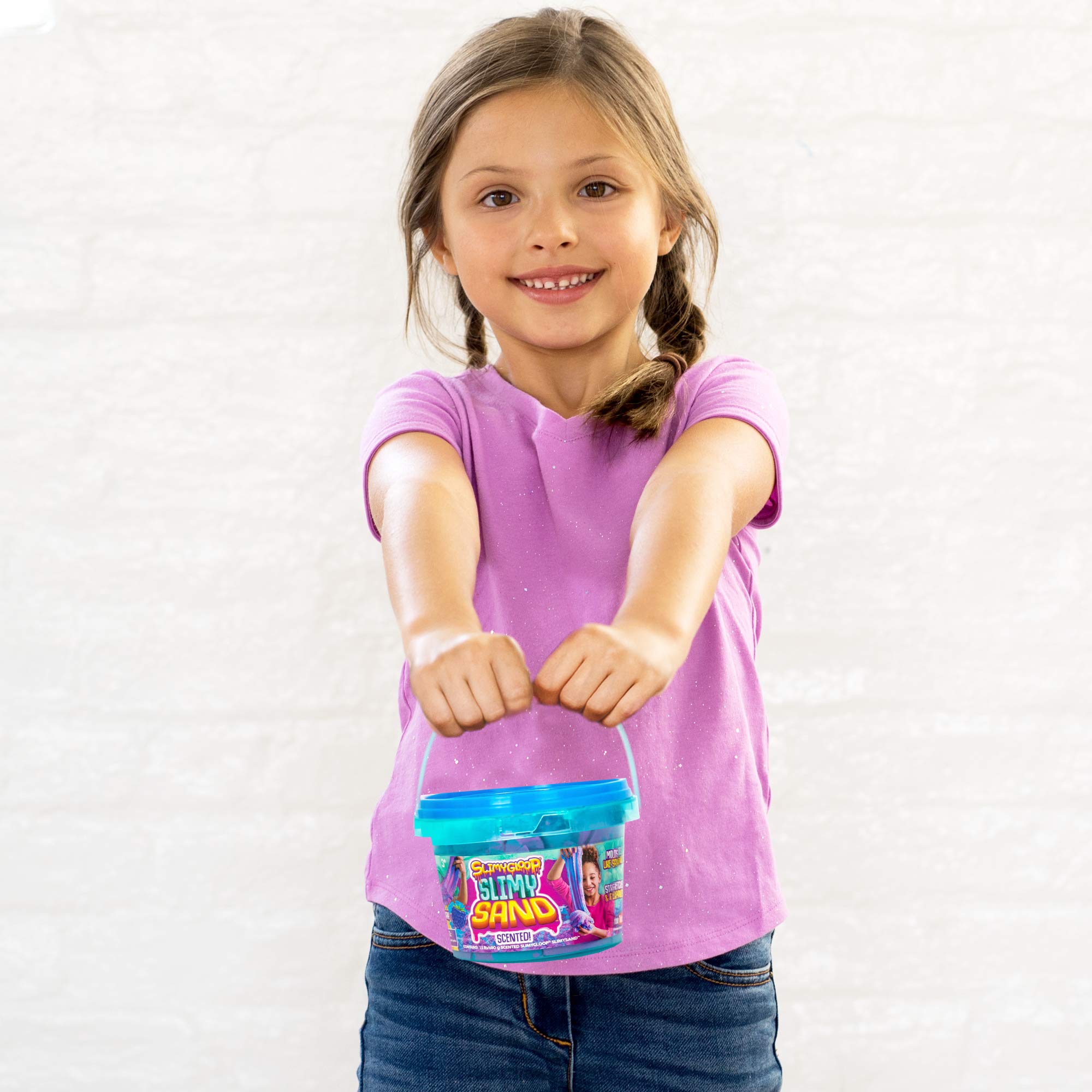by Horizon Group USA, 1.5 lbs of Berry Scented Moldable, Stretchable, Expandable Cloud Slime, Blue & Purple Marbled, Slimy Play Sand in Reusable Bucket, Non Stick, Sensory Activity