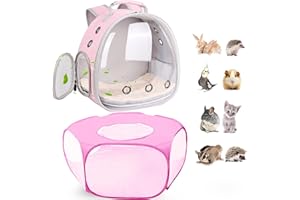 LAIRIES 2-Pack Guinea Pig Carrier Backpack and Playpen with Lid, Breathable Pet Playpen Pop Open Exercise Fence, Portable Small Animal Cage for Rabbits, Chinchillas, Squirrel, Lizard, Sugar Glider