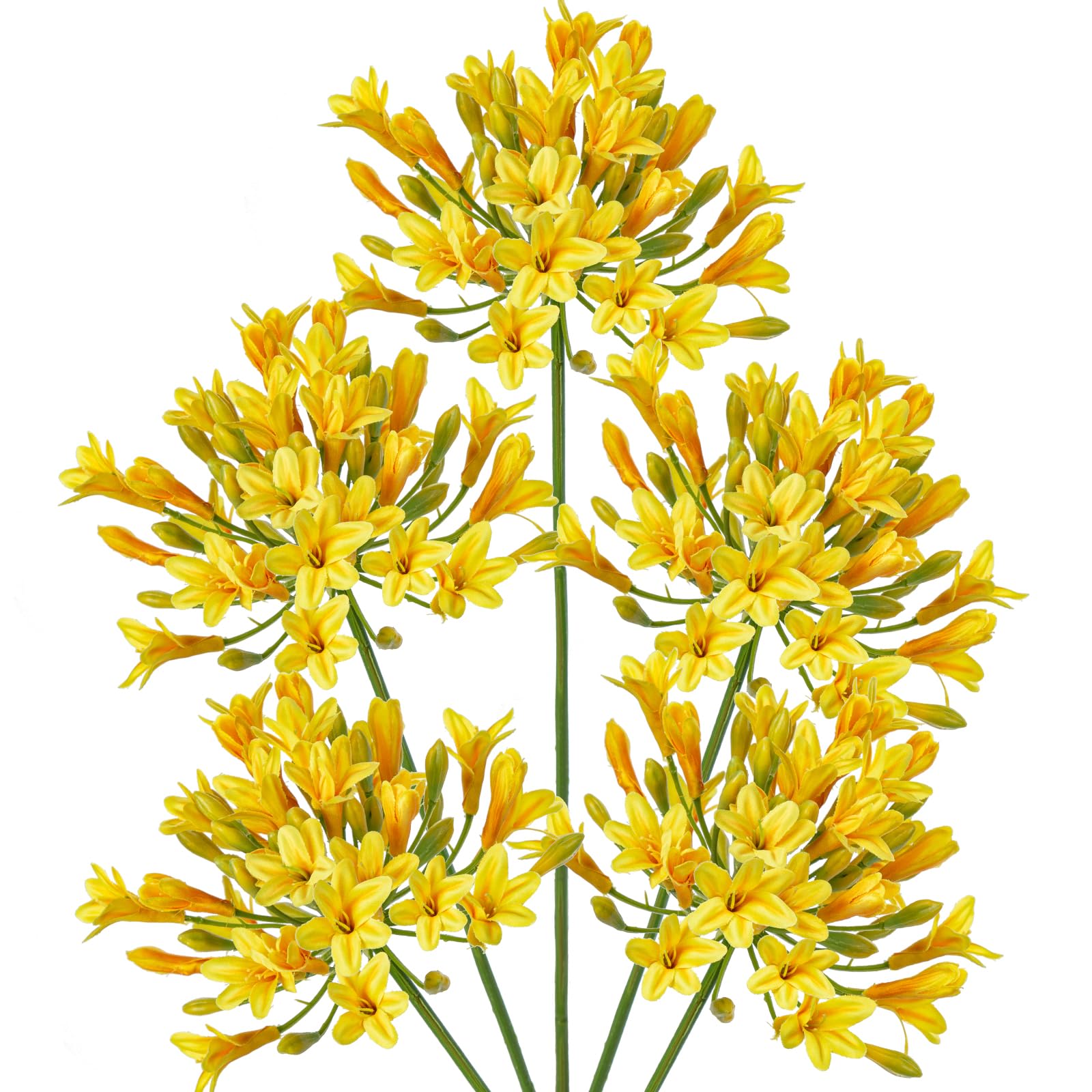 Briful 5PCS 30" Tall Artificial Flowers Agapanthus Silk Flowers Yellow Artificial Flowers for Decoration, 77cm Fake Agapanthus Flowers Stem for Home Kitchen Decor