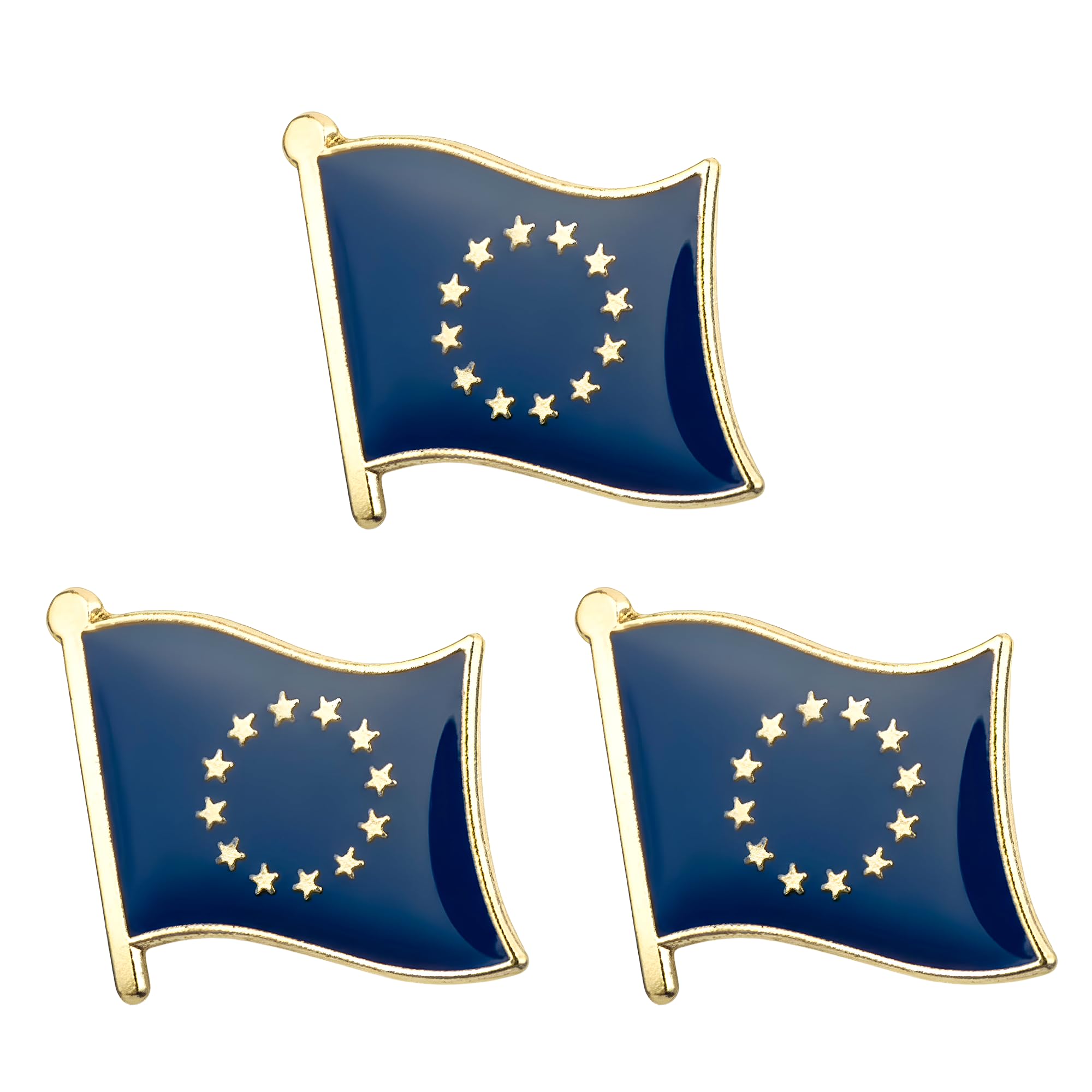 3 X EU European Union Flag Lapel Pin Badge – Brexit Enamel Country Emblem Pins 1.6 x 1.9 cm – European Unity Symbol Pack