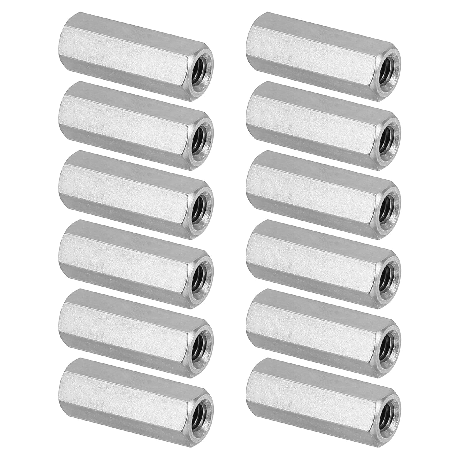 PATIKIL M4 x 0.7-Pitch 304 Stainless Steel Hex Coupling Nuts, 12Pcs 20mm/ 0.8" Length Coarse Fully Threaded Rod Coupling Nut Studding Connector Fasteners, Silver Tone