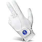 Golfing Penguin Golf Glove - Made with AAA Cabretta Leather with Removable Metal Ball Marker - All Weather, Breathable, Compatible with Touch Screen