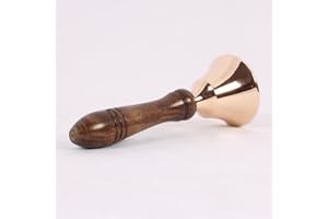 HANDCRAFTED TRADING CO. 6" Solid Brass Hand Held Bell Service Bell Call Bell with Wooden Handle