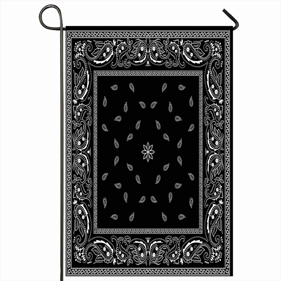 Ahawoso Outdoor Garden Flag 28x40 Inches Colorful Paisley Artistic Black Bandana Pattern Vintage Abstract Bandanna Border Scarf White Kerchief Seasonal Home Decor Welcome House Yard Banner Sign Flags