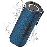 COOPERS Portable Bluetooth Speaker, Wireless Bluetooth Speaker, IPX5 Waterproof Speakers with RGB Lights, Loud Stereo Sound Deep Bass, Long Playtime TWS Pairing for Home/Party/Outdoor Beach