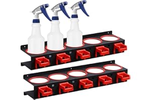 2 Pack Spray Bottle Storage Holder, Wall-Mounted Spray Bottle Rack, Garage Organizer Hanging Rail Car Beauty Shop Accessory D