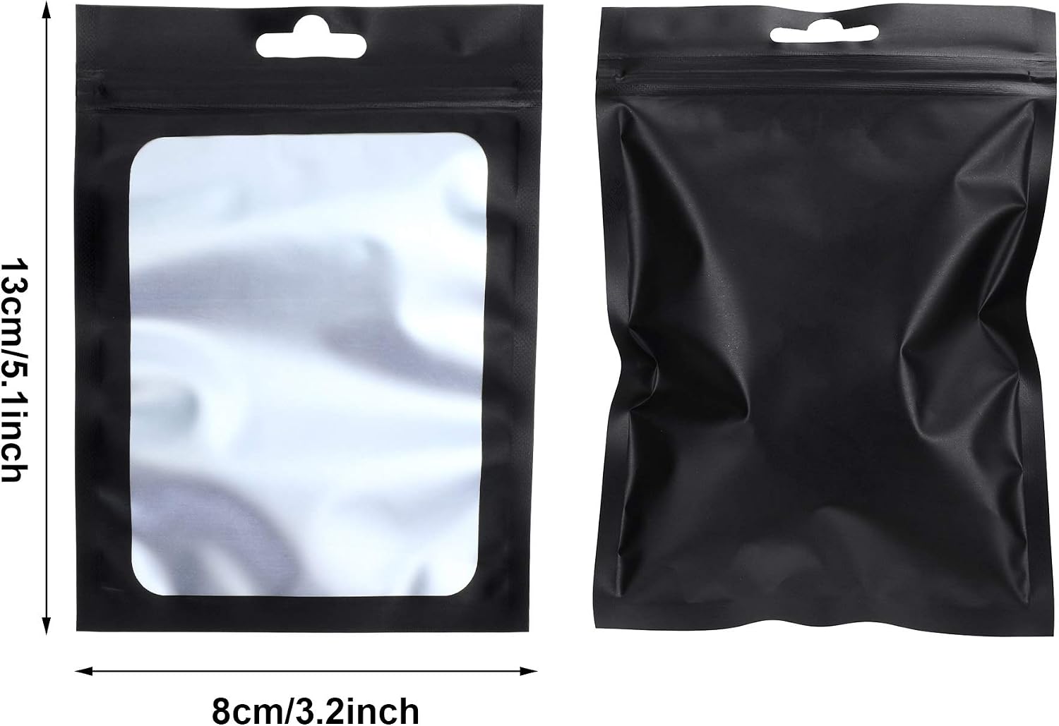 100 Pieces Resealable Polyester Film Storage Bags with Clear Window Coffee Beans Packaging Pouch for Food Self Sealing Storage Supplies (Black - Image 3