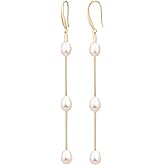 Long Pearl Dangle Earrings for Women 18K Gold Plated Long Dangle Drop Earrings Metal Chain Earrings Wedding Bridesmaid Jewelry
