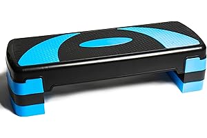 PRISP Adjustable Aerobic Stepper 78cm, 3 Levels (10/15/20cm - 4''/6''/8'') Exercise Step Platform for Home Gym and Fitness Tr