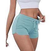 IECCP Sweat Shorts Women Comfy Workout Athletic Dolphin Shorts Low Rise Lounge Pajama Mini Shorts with Drawstring and Pockets