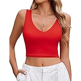 Avidlove Women Casual Crop Sexy Plunge Deep V Neck Backless Slim Fit Going Out Tanks (Red, S)