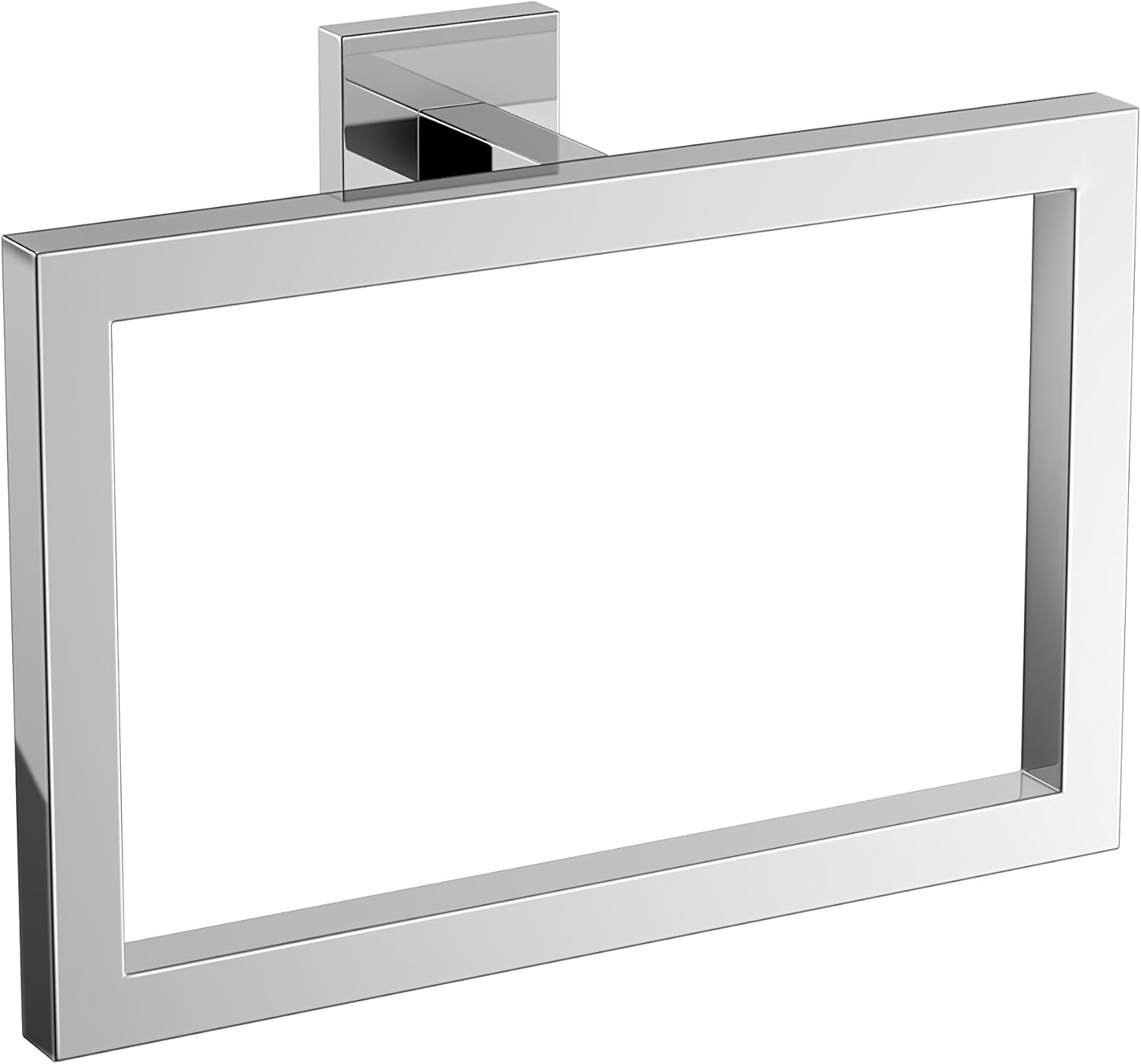 Modern Chrome Towel Ring Holder Wall Mounted Square Bathroom Accessory