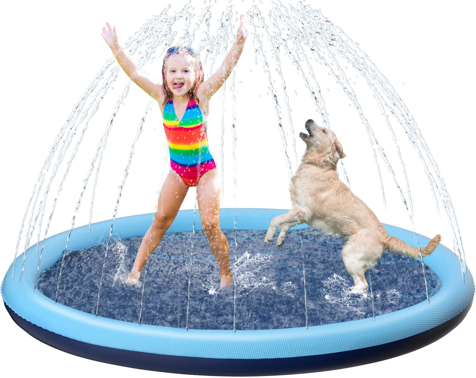 Photo 1 of Kids Dog Splash Pad Sprinkler - Jasonwell Non Slip Dog Sprinkler Pad Splash Pool Puppy Dogs Pool Summer Outdoor Water Toys Backyard Durable Splash Pad for Toddlers Kids Small Medium Large Dogs Pet