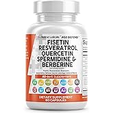 Clean Nutraceuticals Fisetin Quercetin Resveratrol with Spermidine Wheat Germ Extract - Health Supplement for Adults Longevity with Berberine, Collagen, Rhodiola, Apigenin