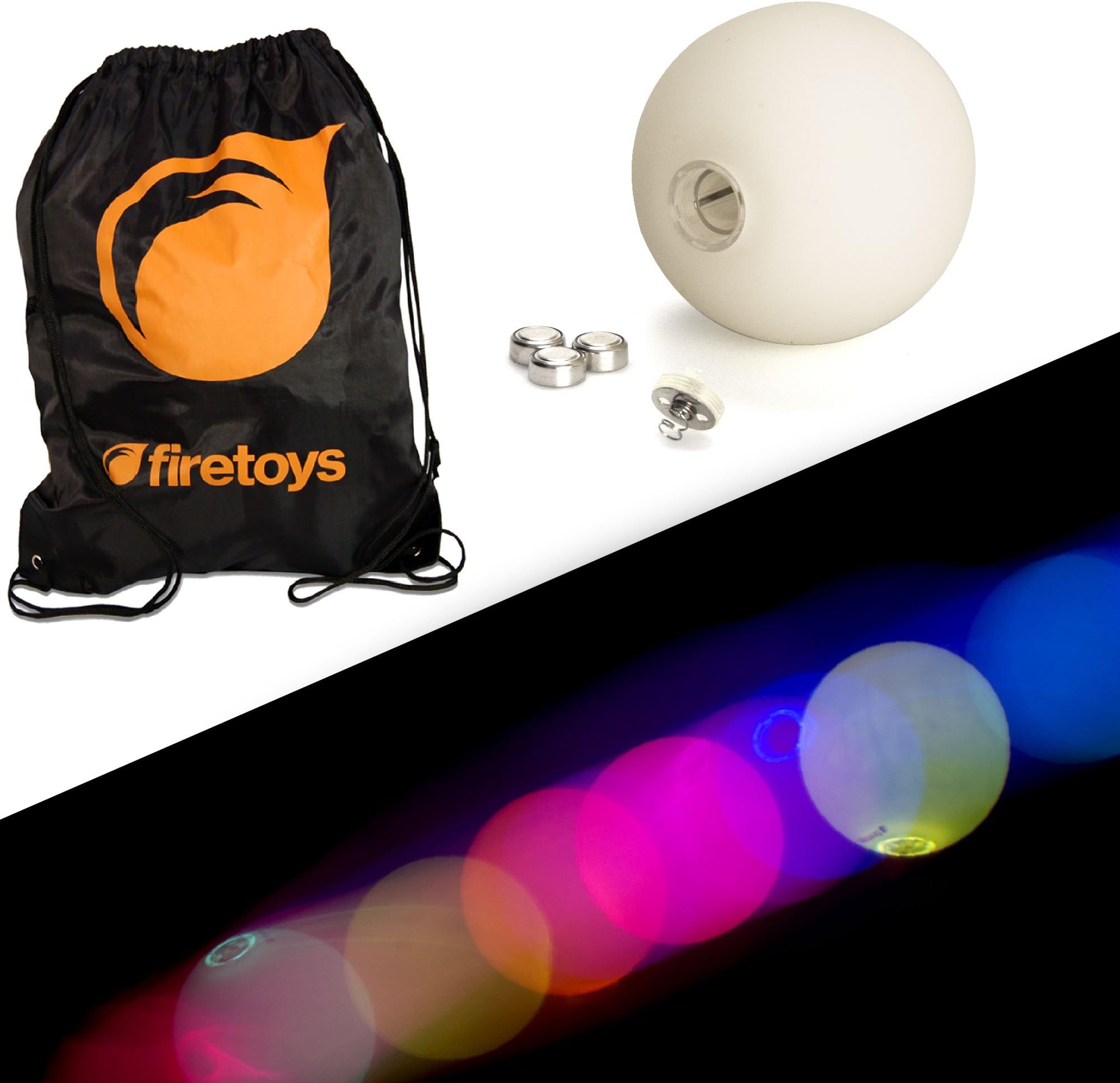 Glow Juggling Ball Set - 5x Slow Fade LED Juggling Balls & Firetoys Bag