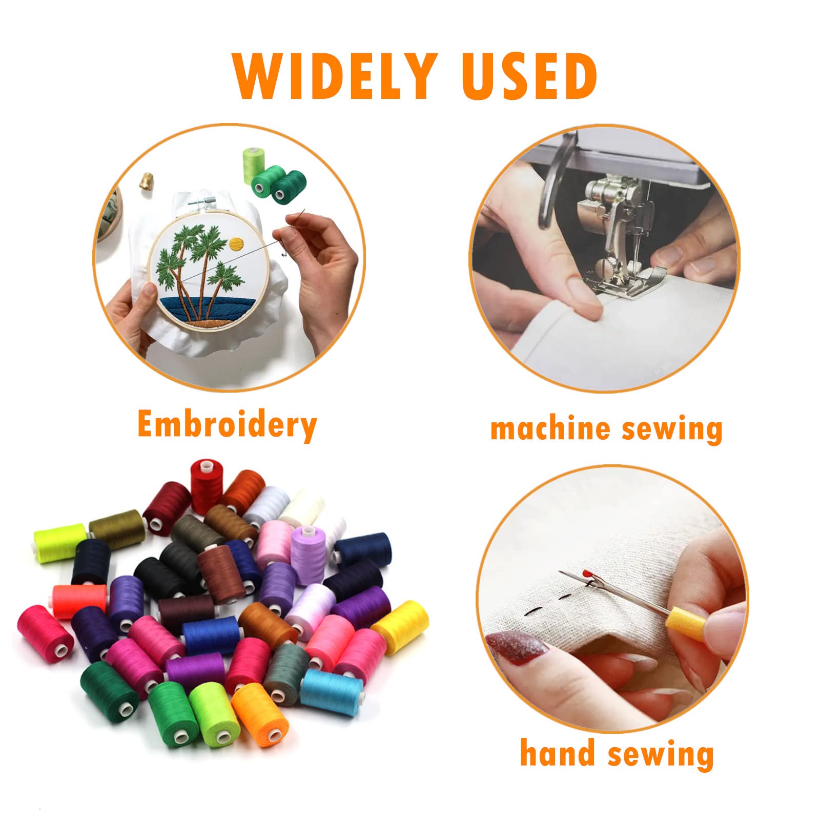 Simthread All Purpose Sewing Thread, 42 Spool Assorted 1000 Yards Polyester Threads for Sewing, Handy Polyester Sewing Threads for Sewing Machine - 42 Colors