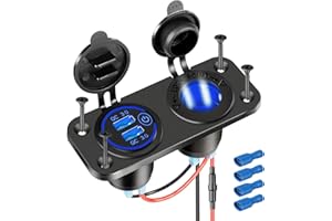 DEPVKO [Upgraded] Cigarette Lighter Socket Outlet Splitter, Quick Charge 3.0 USB Charger Power Outlet with LED, 12V USB Outlet Marine Waterproof Power Panel Adapter DIY Kit for Car Boat Marine RV, etc