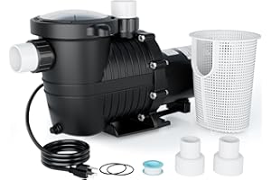 LANCHEZ In/Above Ground Pool Pump, Self Primming (Dual Speed, 1.5 HP, 6300 GPH, 115V, 1.5" & 2" NPT Adapter, Strainer Basket)