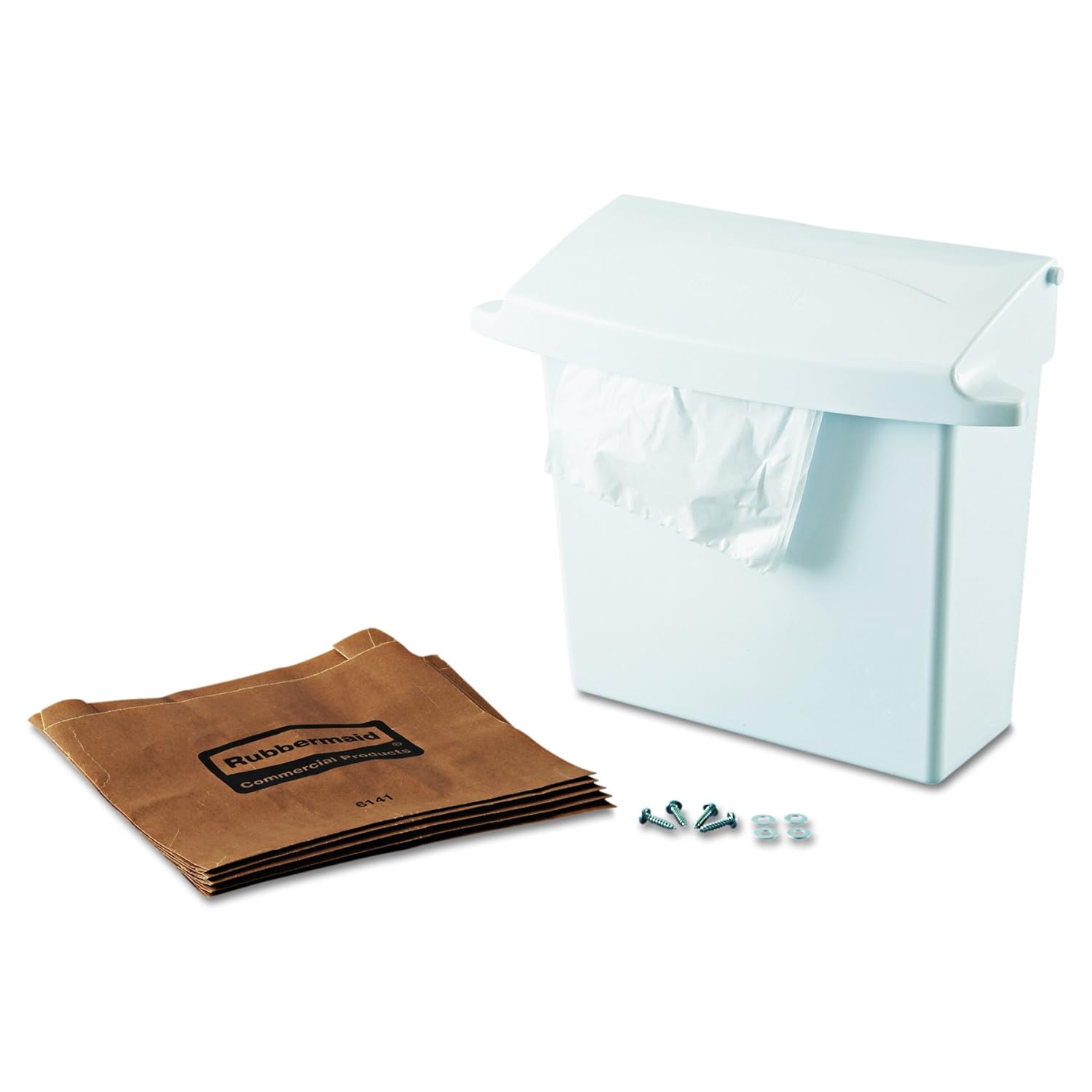 Rubbermaid Commercial 614000 Sanitary Napkin Receptacle with Rigid Liner, Rectangular, Plastic, White: Waste Bins: Industrial & Scientific