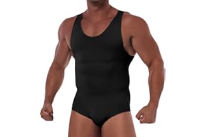 Gleefeat Mens Shapewear Bodysuit Tummy Control Full Body Shaper Compression Undershirt Thigh Slimmer Fajas Para Hombres