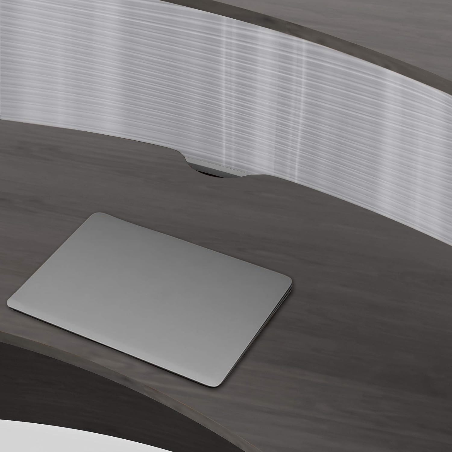 Linea Italia ZUD310ASH Curved Office Clear Panel | Easy to Assembly Single Unit Reception Desk Counter for Lobby, Salon, 72" x 32", Ash: Furniture & Decor