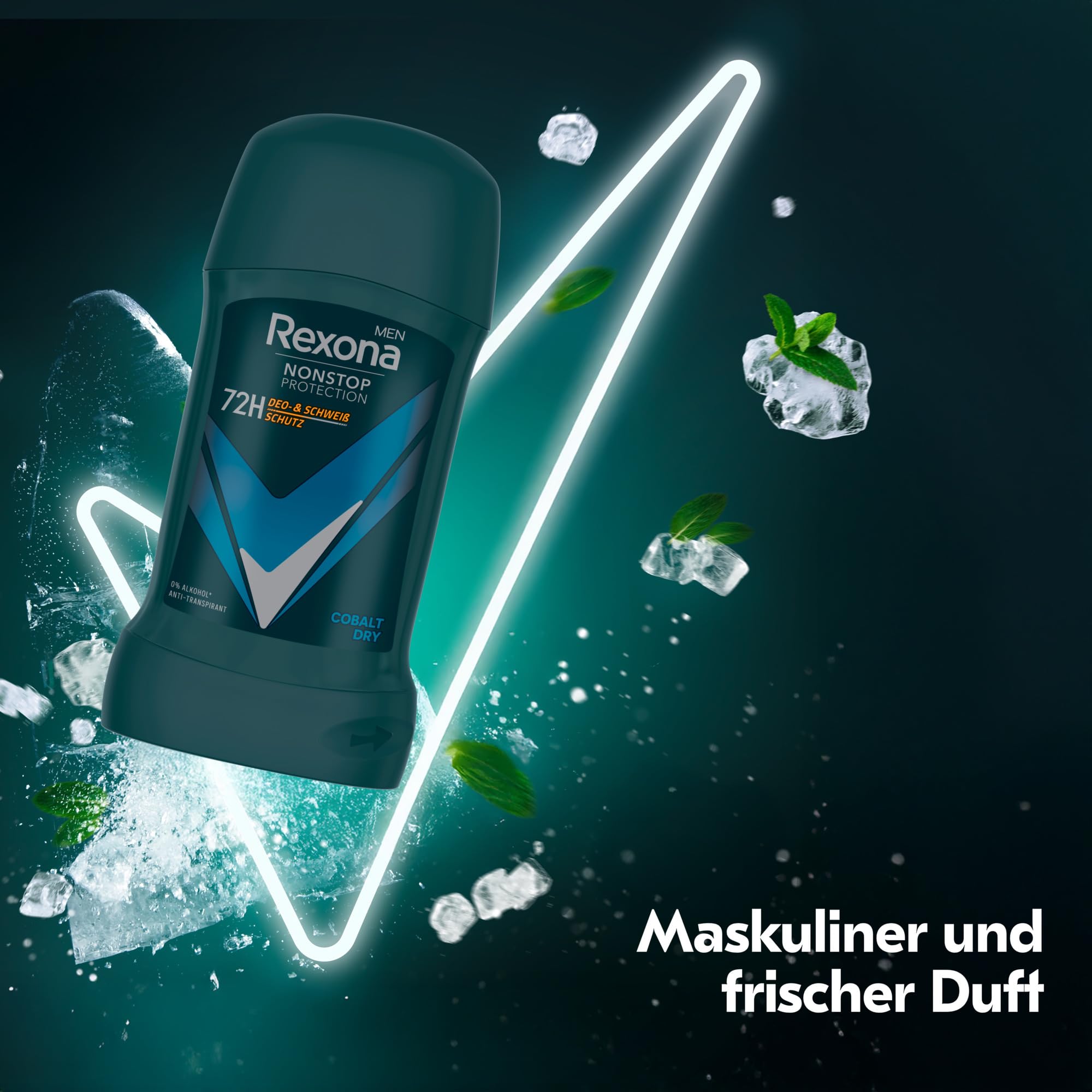 Rexona Men Nonstop Protection Deo Stick Cobalt Dry Anti Transpirant mit 72 Stunden Schutz vor Schweiß und Körpergeruch 50 ml 6