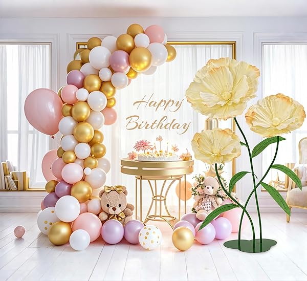 LJIE-HOUSE GIANT FAKE FLOWERS 5.77FT – LIGHT YELLOW EASTER LARGE PAPER FLOWERS 3D ARTIFICIAL FLORAL WEDDING DECORATIONS FOR BIRTHDAY PARTY OUTDOOR BANQUET EVENT HOME BACKDROP DECOR