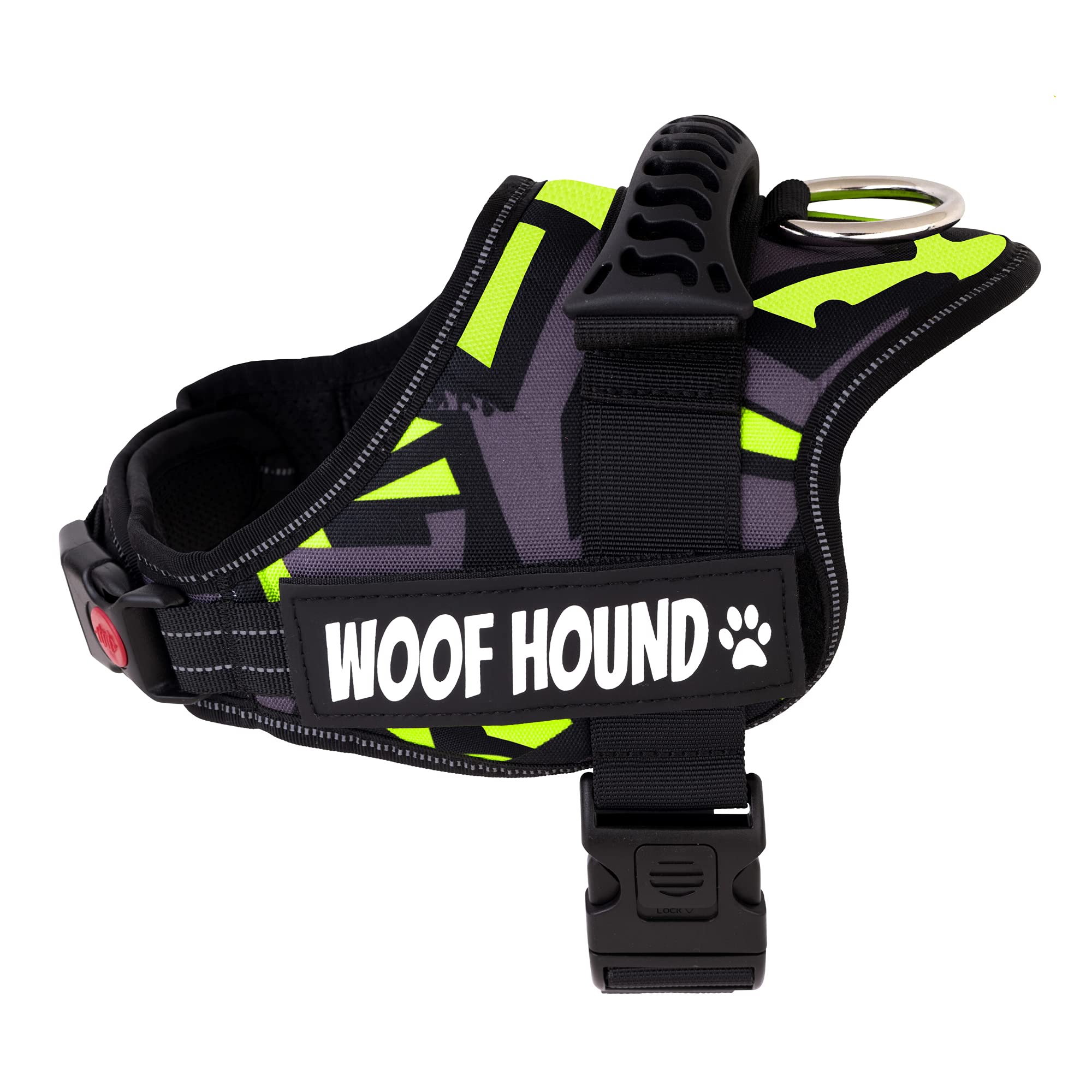 WOOF HOUND - Dog Harness, No Pull, Strong Grip, Adjustable, Reflective, Water Resistant, No Choking, Soft, Padded, Breathable, Light Weight, Rubber Handle, Easy On & Off, For Small Medium Large Dogs