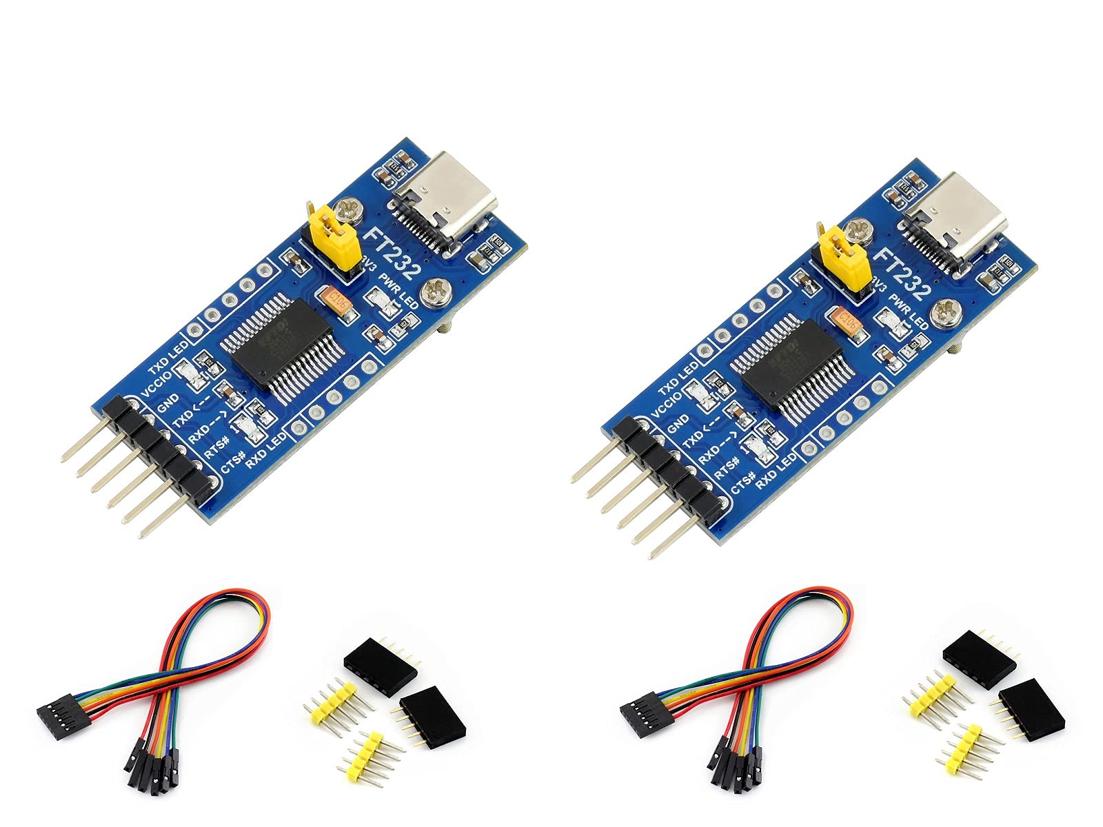 IBest 2pcs FT232 USB to TTL Serial Converter Adapter FT232RL USB UART Board (Type C) 3.3V 5V USB to TTL Adapter Compatible with Mac OS, Linux, Android, Windows 7/8 / 8.1/10/11