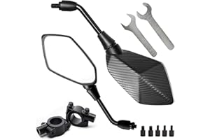 BANPO 【2025 Upgraded】Motorcycle Convex Rear View Mirror, Mirrors For Bike,motorcycle,atv,scooter, with M8 M10 Threaded Bolt, with 7/8" Handle Bar Mount Clamp Compatible with Cruiser, Suzuki, Honda,Victory