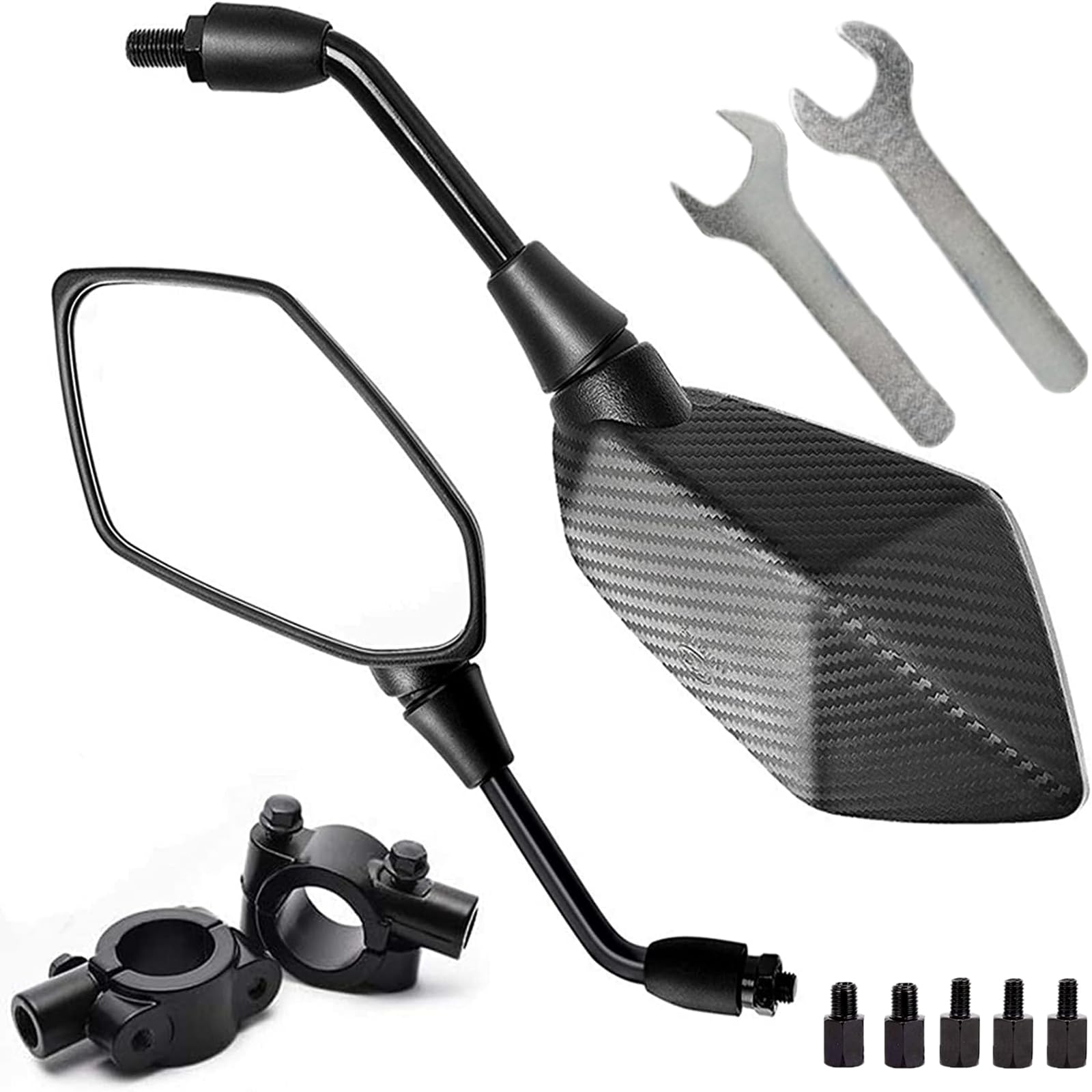 Photo 1 of ?2025 Upgraded?Motorcycle Convex Rear View Mirror, Mirrors For Bike,motorcycle,atv,scooter, with M8 M10 Threaded Bolt, with 7/8" Handle Bar Mount Clamp Compatible with Cruiser, Suzuki, Honda,Victory