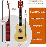 3rd Avenue Soprano Ukulele 21 Inch Beginner Pack Bundle Natural view 2