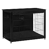 DWANTON Dog Crate Furniture with Cushion, Wooden