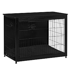 DWANTON Dog Crate Furniture with Cushion, Wooden