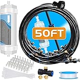 Misting System with Water Filter - Upgraded Signice 50 Ft (15.3M) Line & 12 Brass Mist Nozzles Outdoor Misters for Patio Cool