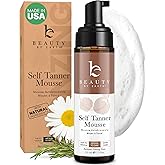 Self Tanner Mousse - USA Made with Natural & Organic Ingredients, Self Tanning Mousse for Dark Fake Tan, Sunless Tanner, Clear & Non Toxic Tanning Foam for Streak Free Finish & Natural Glow