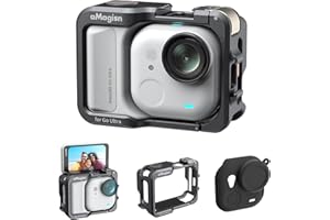 Sinyutia Aluminum Cage for Insta360 Go Ultra, Multifunction Protective Frame Housing Case for Insta360 Go Ultra Accessories, 